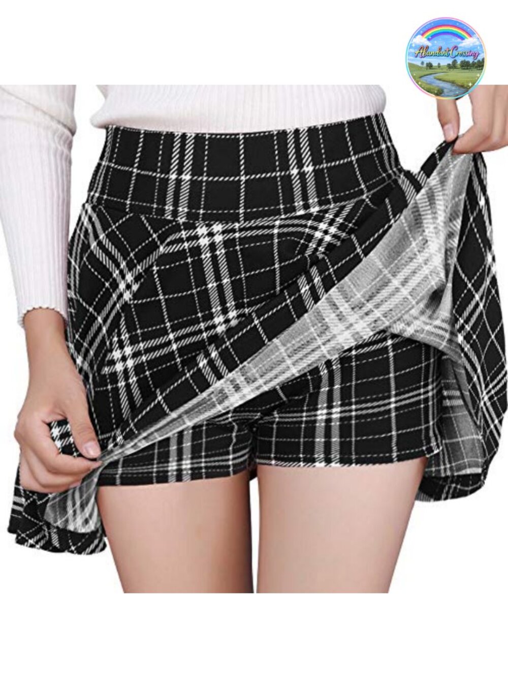 Women's Versatile Skater Mini Skirt with Built-in Shorts Stretchy A-Line